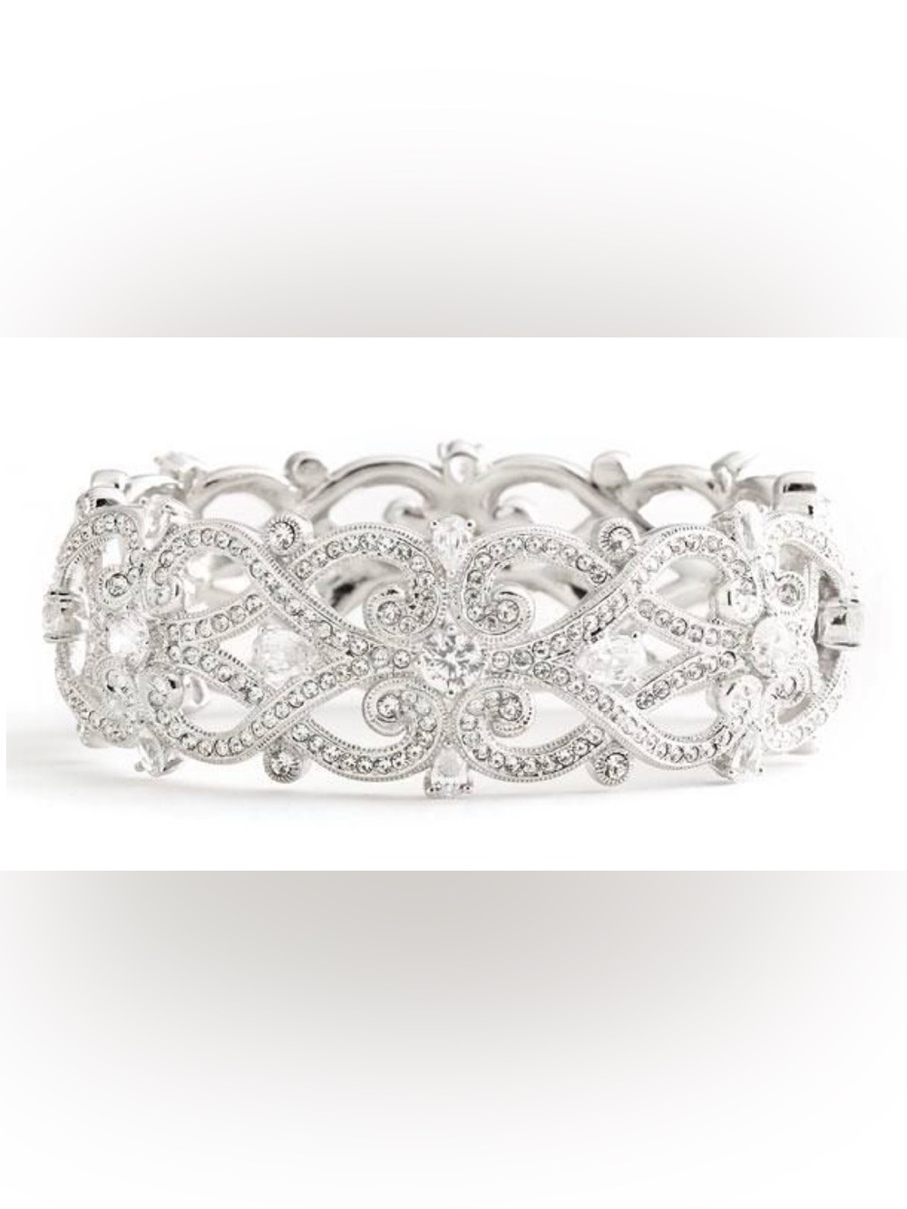 NEW Nadri 'Celtic Knot' Cubic Zirconia Crystal Silver-tone Hinge Bangle